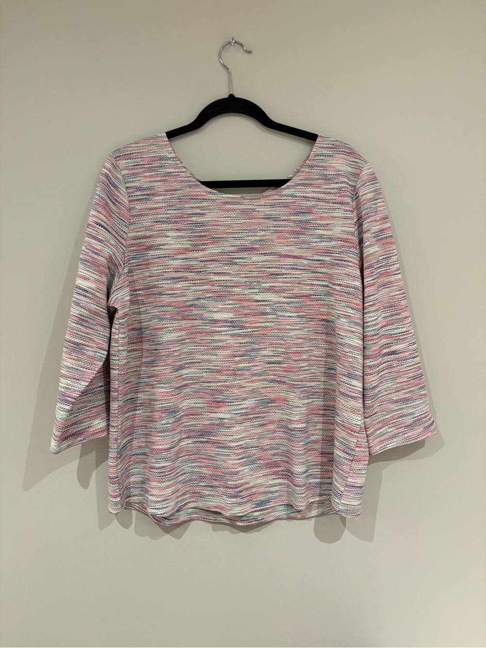 Talbots Multicolor Scoop Neck Knit Top - Pink, White, Blue